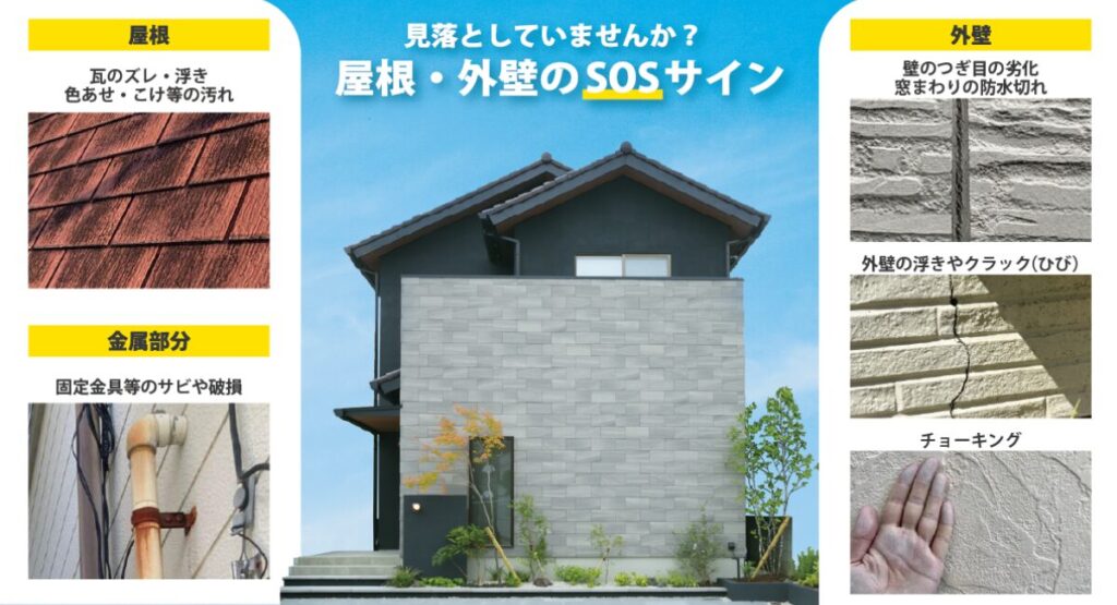 屋根や外壁の劣化サインを点検し修繕を提案する住宅診断サービス