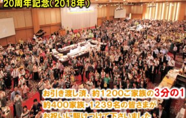 2018年に開催された健康住宅20周年記念パーティー。約400家族・1239名ものオーナー様が駆けつけた、圧巻のイベント風景。